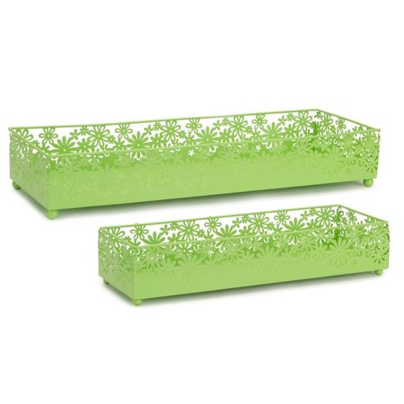 MELROSE INTERNATIONAL Melrose International 58526DS 13.5 & 17.5 in. Metal Daisy Trays; Lime - Set of 4 58526